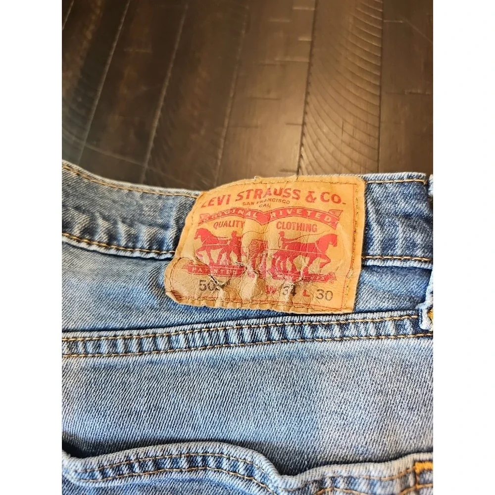 Levi's Mens Blue 505 Straight Leg Denim Jeans Slight Stretch Med Wash Size 34x30